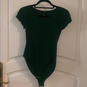Green Lettuce-Edge Ribbed Bodysuit